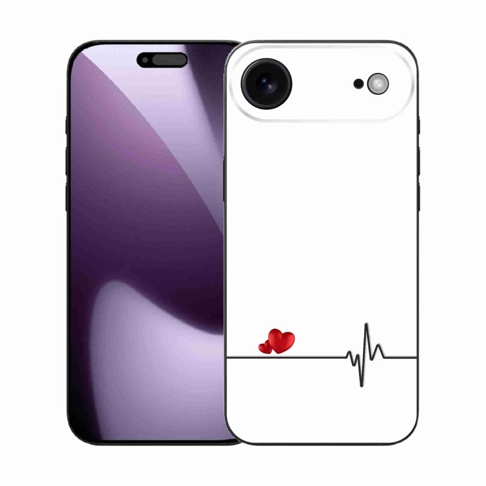 Gélový kryt mmCase na iPhone 17 Air - srdce a tep biele pozadie