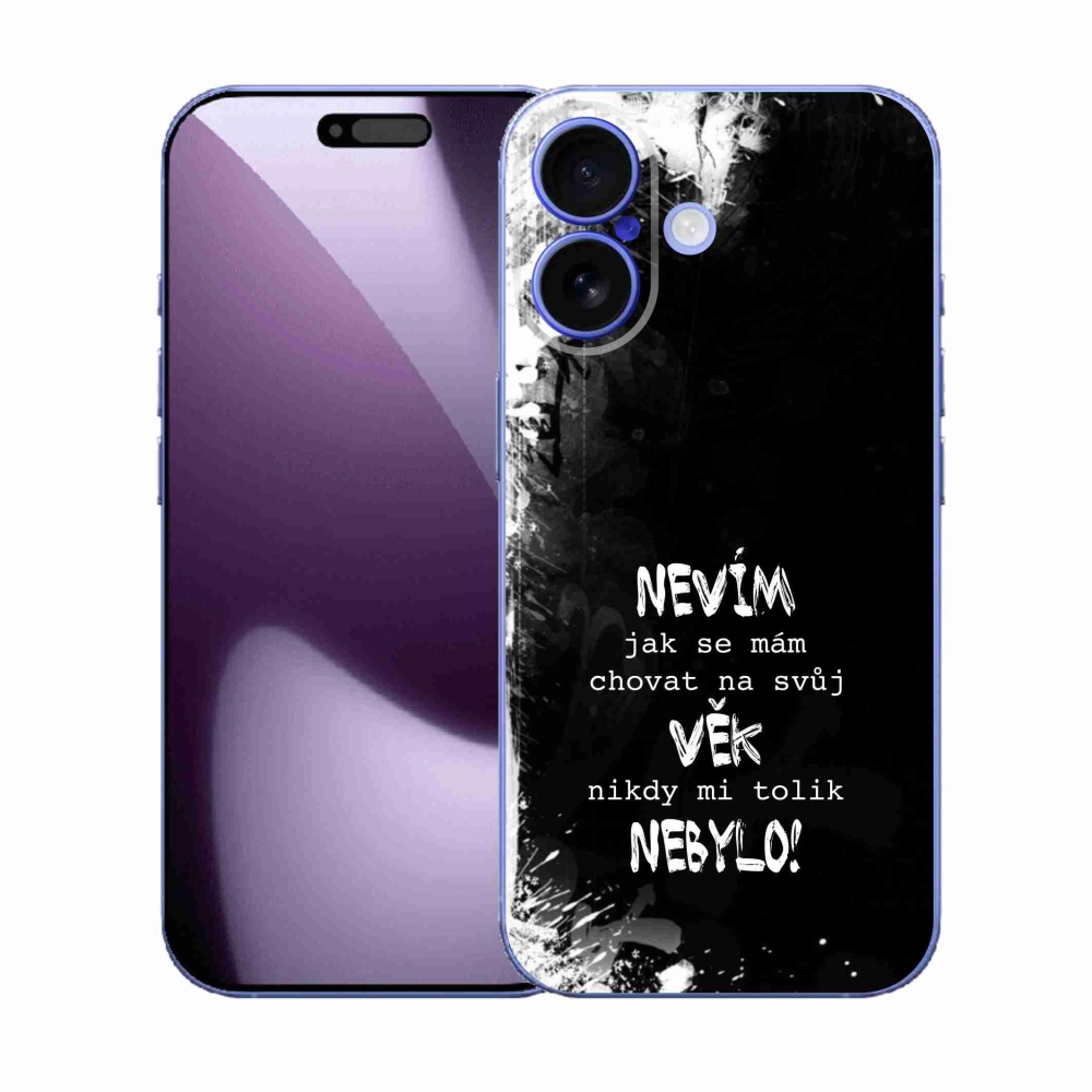 Gélový kryt mmCase na iPhone 17 - vtipný text 14 čierne pozadie