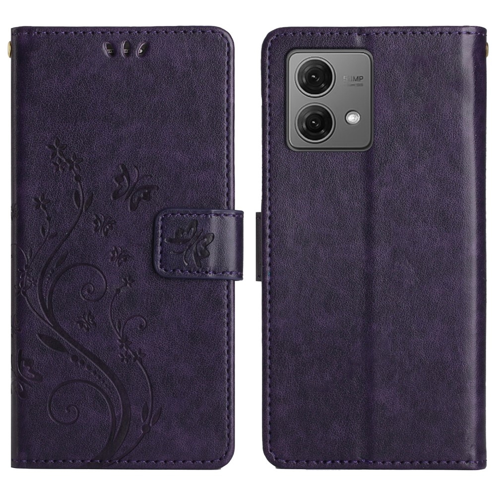 Flowers knižkové púzdro na Motorola Moto G85 5G - tmavofialové
