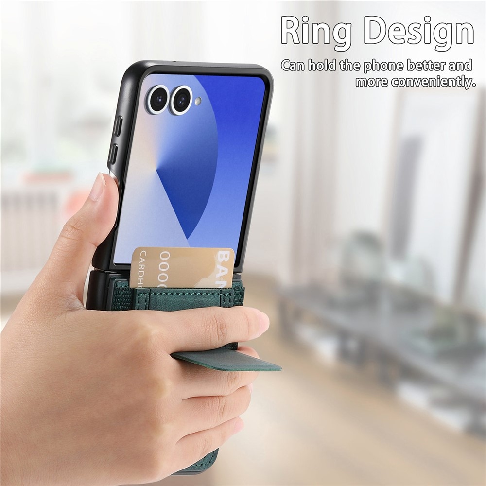 Luxurious plastový kryt s umelou kožou na Samsung Galaxy Z Flip7 5G - zelený