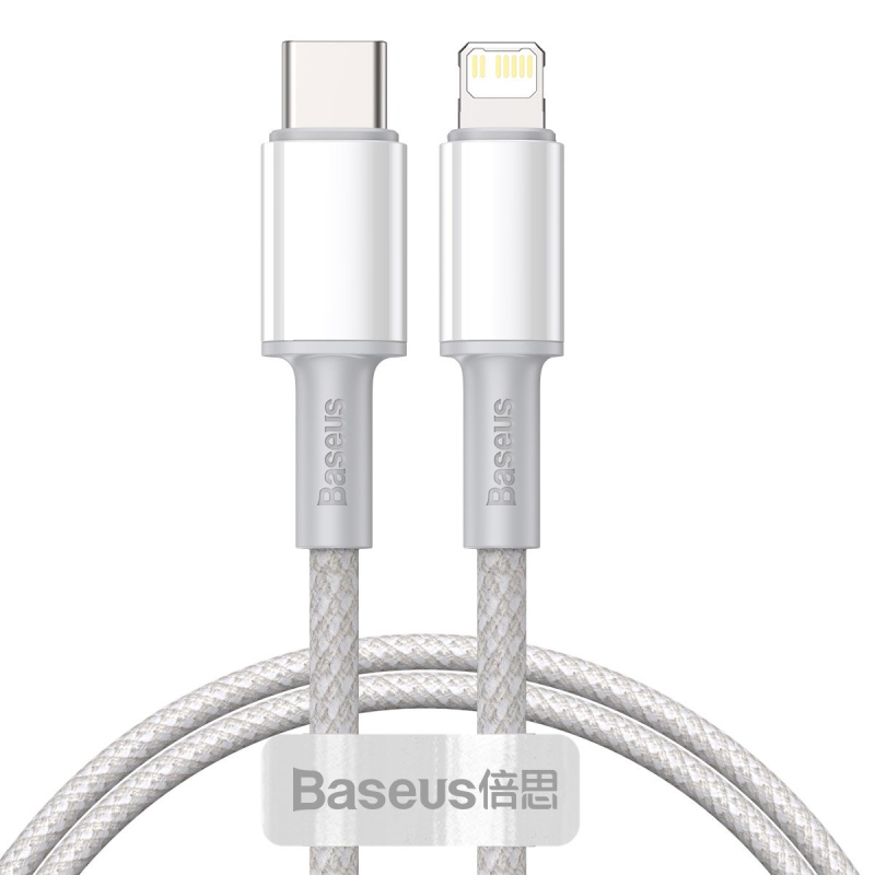 Baseus High Density Braided Series Fast Charging Dátový Kábel USB-C - Lighting 20W 1m White
