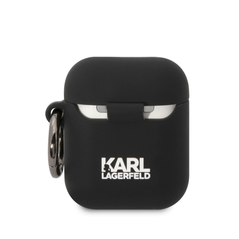 Karl Lagerfeld 3D Logo NFT Karl Head Silikónové Puzdro pre Airpods 1/2 Black