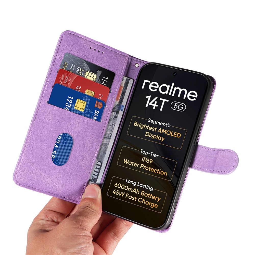 Curved knižkové puzdro na Realme 14 5G/14T 5G - fialové