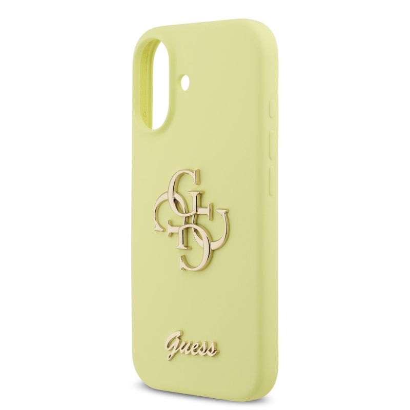 Guess Liquid Silicone 4G Metal Logo Zadný kryt pre iPhone 17 Yellow