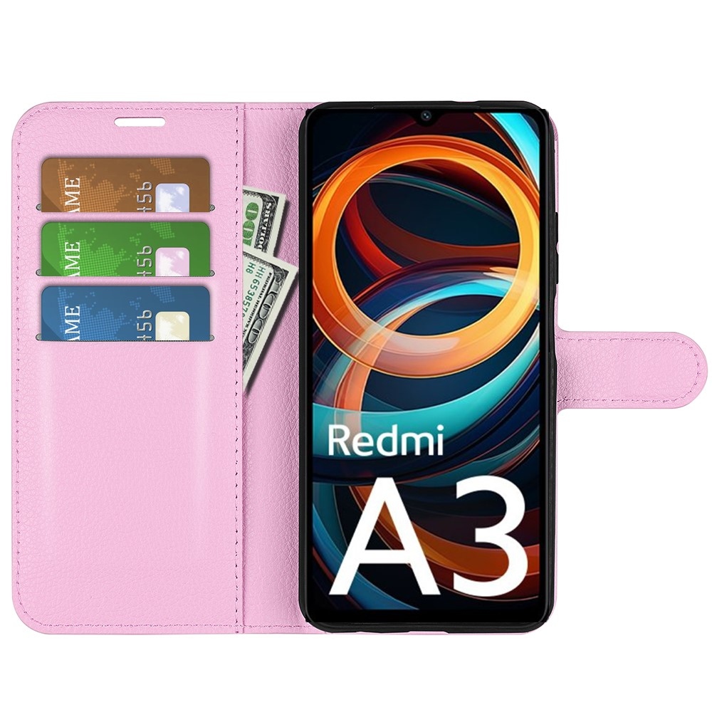 Litchi knižkové púzdro na Xiaomi Redmi A3 - ružové