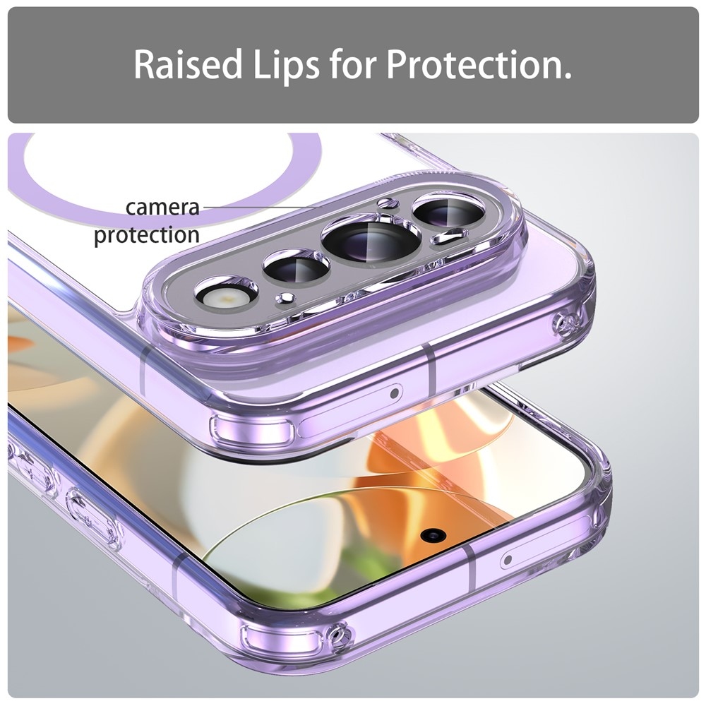 Clear gélový obal s pevným chrbtom a MagSafe na Google Pixel 11 - fialový