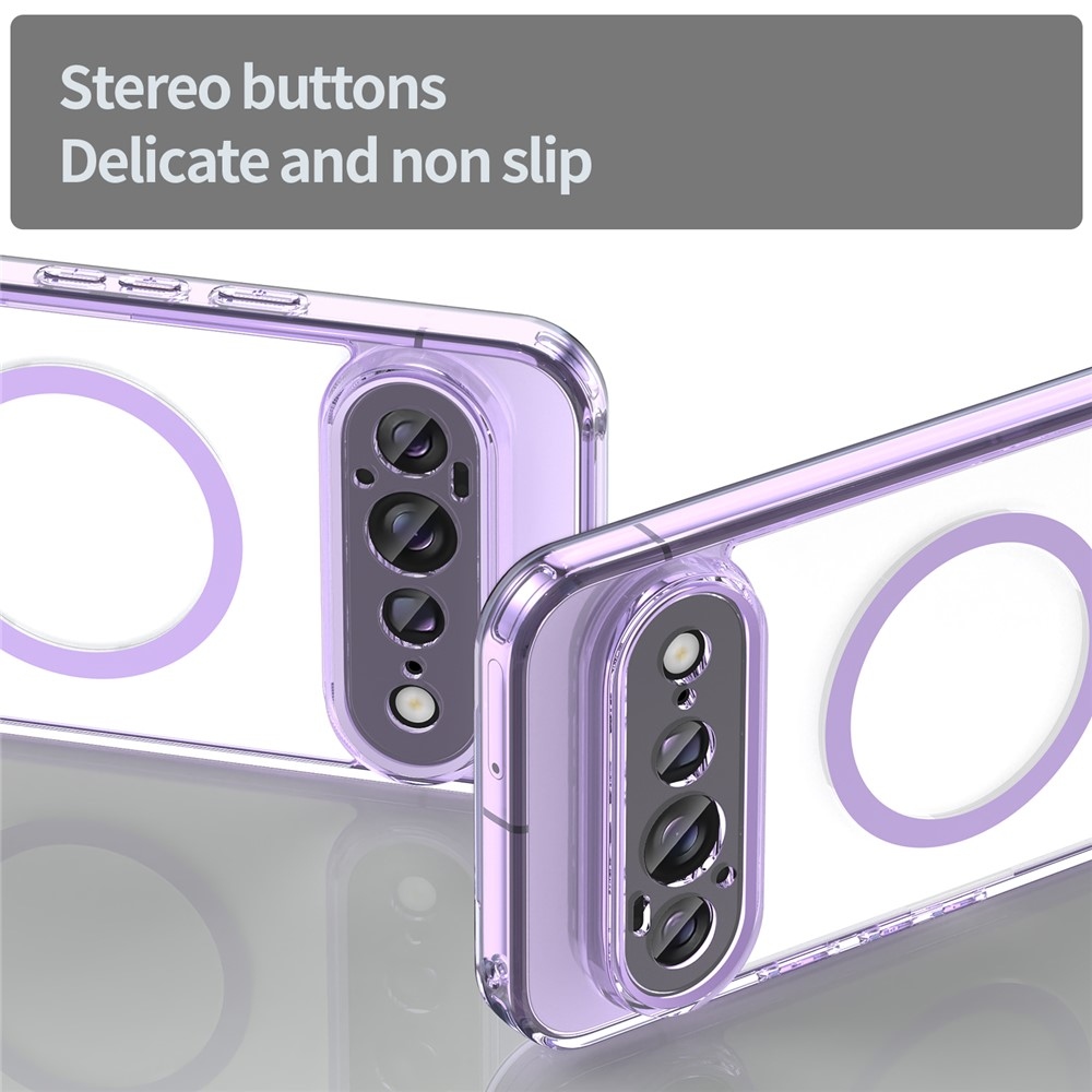 Clear gélový obal s pevným chrbtom a MagSafe na Google Pixel 11 Pro - fialový