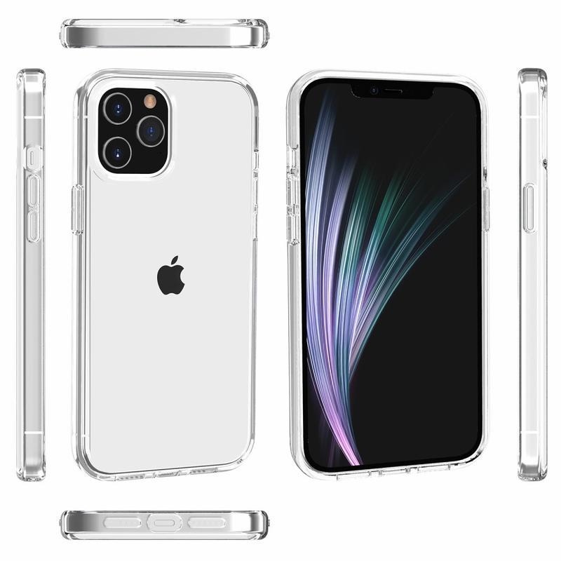 Clear gélový obal s pevnými chrbtom pre mobil iPhone 12 - priehľadný