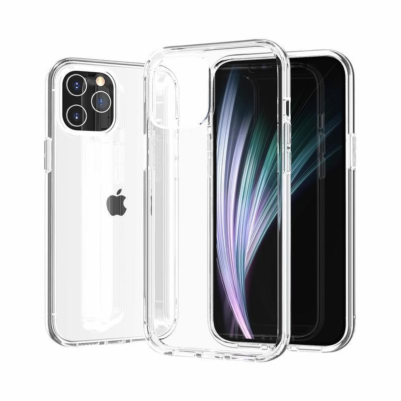 Clear gélový obal s pevnými chrbtom pre mobil iPhone 12 - priehľadný