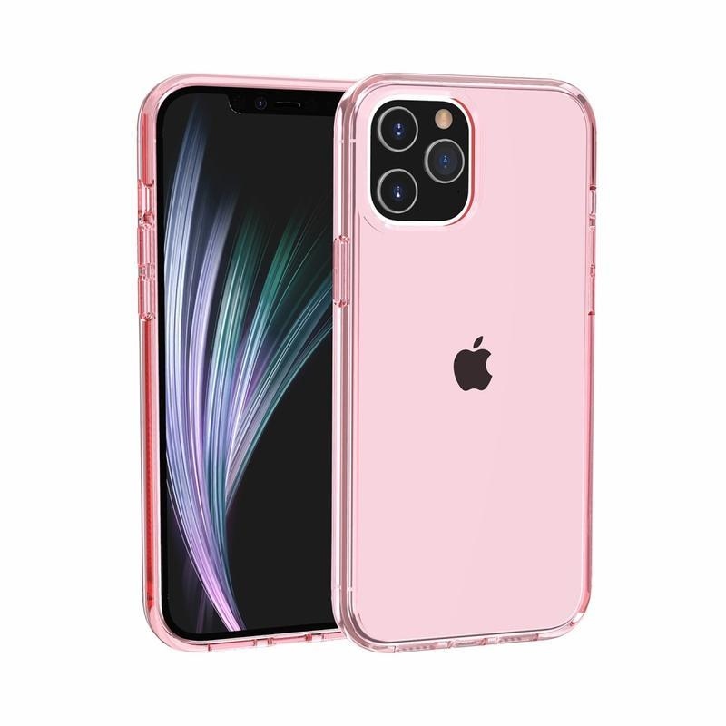 Clear gélový obal s pevnými chrbtom pre mobil iPhone 12 - ružový