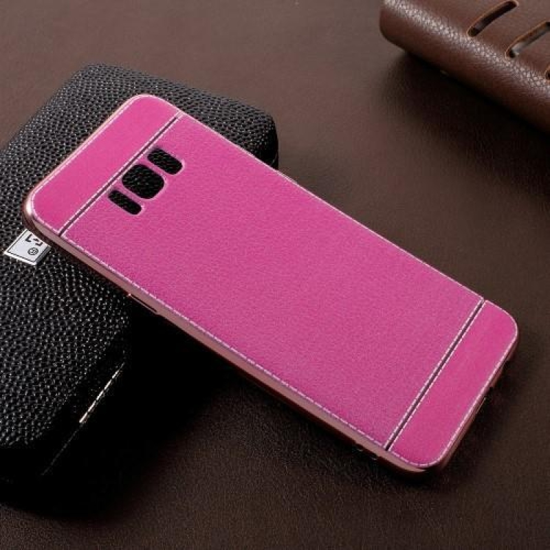 Cloth gélový obal s PU koženými zády pre Samsung Galaxy S8 Plus - rose