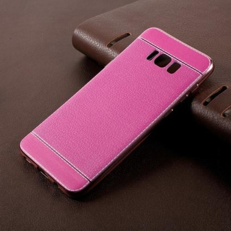 Cloth gélový obal s PU koženými zády pre Samsung Galaxy S8 Plus - rose