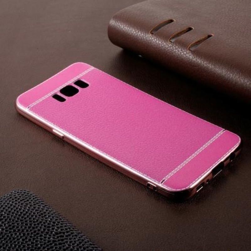 Cloth gélový obal s PU koženými zády pre Samsung Galaxy S8 Plus - rose