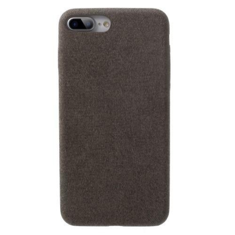 Cloth plastový obal potiahnutý PU kožou na iPhone 7 Plus a iPhone 8 Plus - coffee