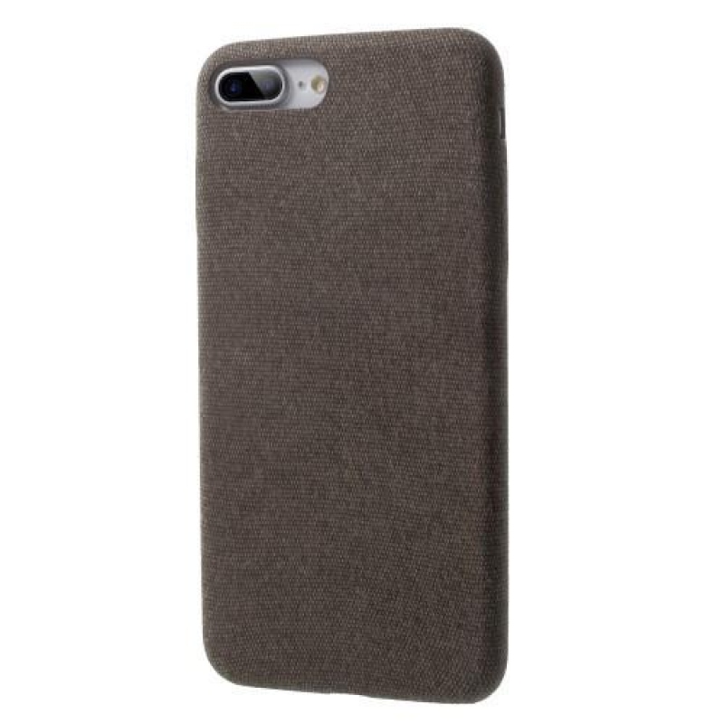 Cloth plastový obal potiahnutý PU kožou na iPhone 7 Plus a iPhone 8 Plus - coffee