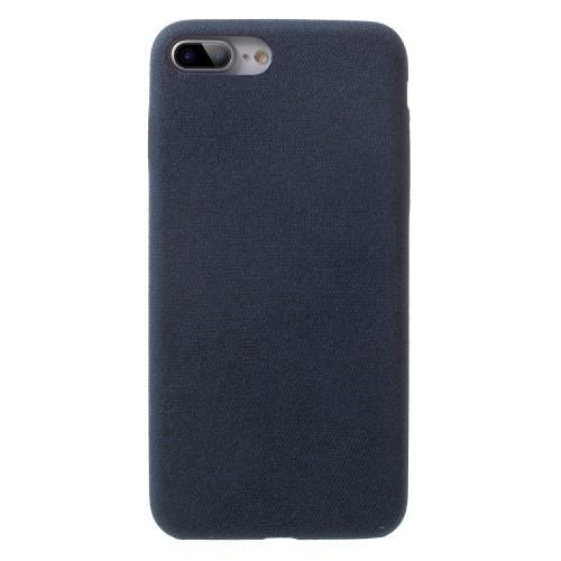 Cloth plastový obal potiahnutý PU kožou na iPhone 7 Plus a iPhone 8 Plus - tmavomodrý