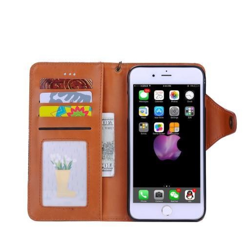 Cloth textilné / PU kožené puzdro s vyberateľným uchytením na iPhone 7 Plus a 8 Plus - svetlomodré