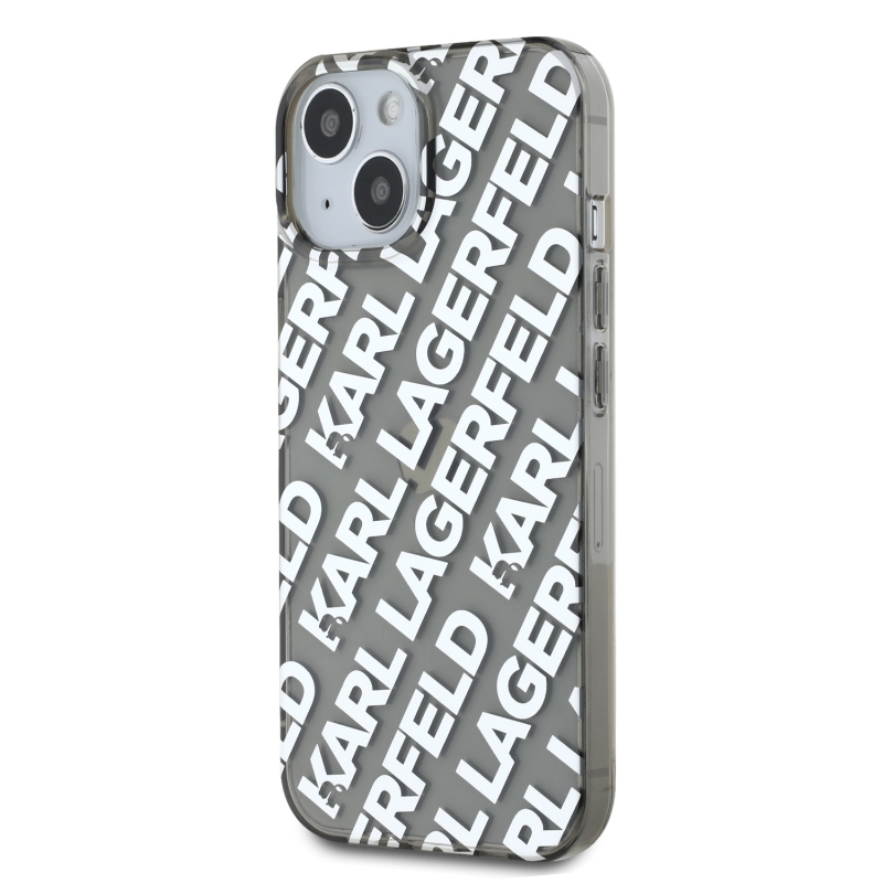 Karl Lagerfeld IML Electroplated Repeated Logo Zadný Kryt pre iPhone 15 Silver