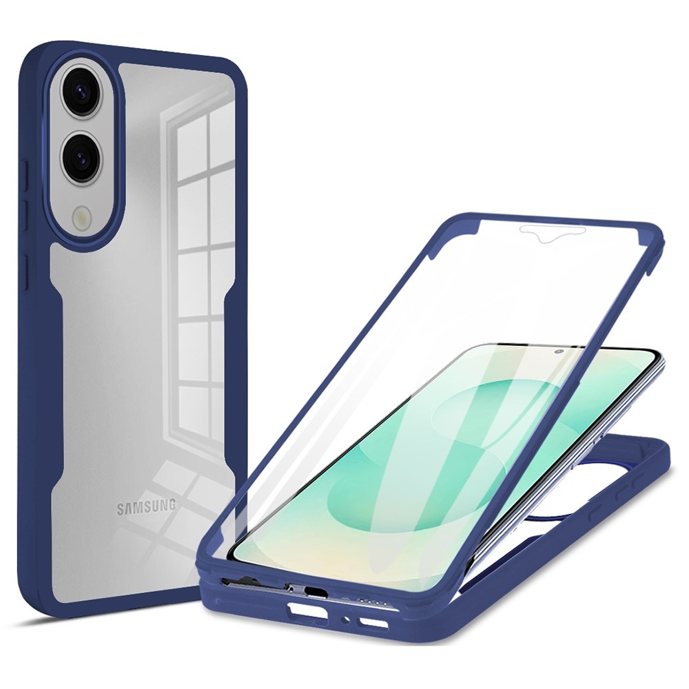 Acryl gélový obal s rámčekom pre ochranou displeja na Samsung Galaxy S25 Edge - modrý