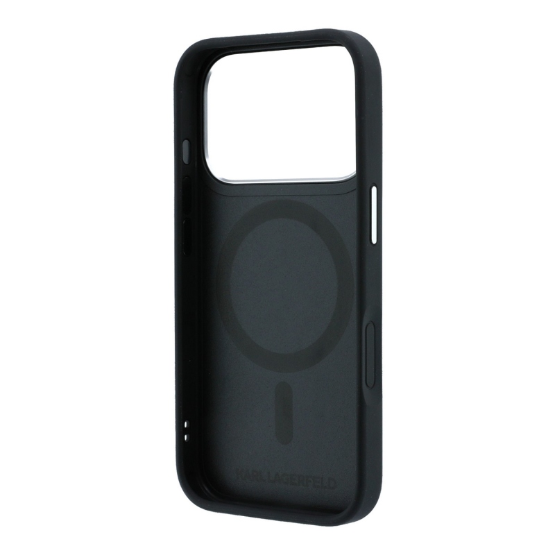 Karl Lagerfeld PU Saffiano Ring Stand MagSafe zadný kryt pre iPhone 18 Pro Max, čierny