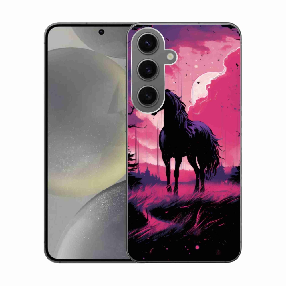 Gélový kryt mmCase na Samsung Galaxy S24 - čierny kreslený kôň 1