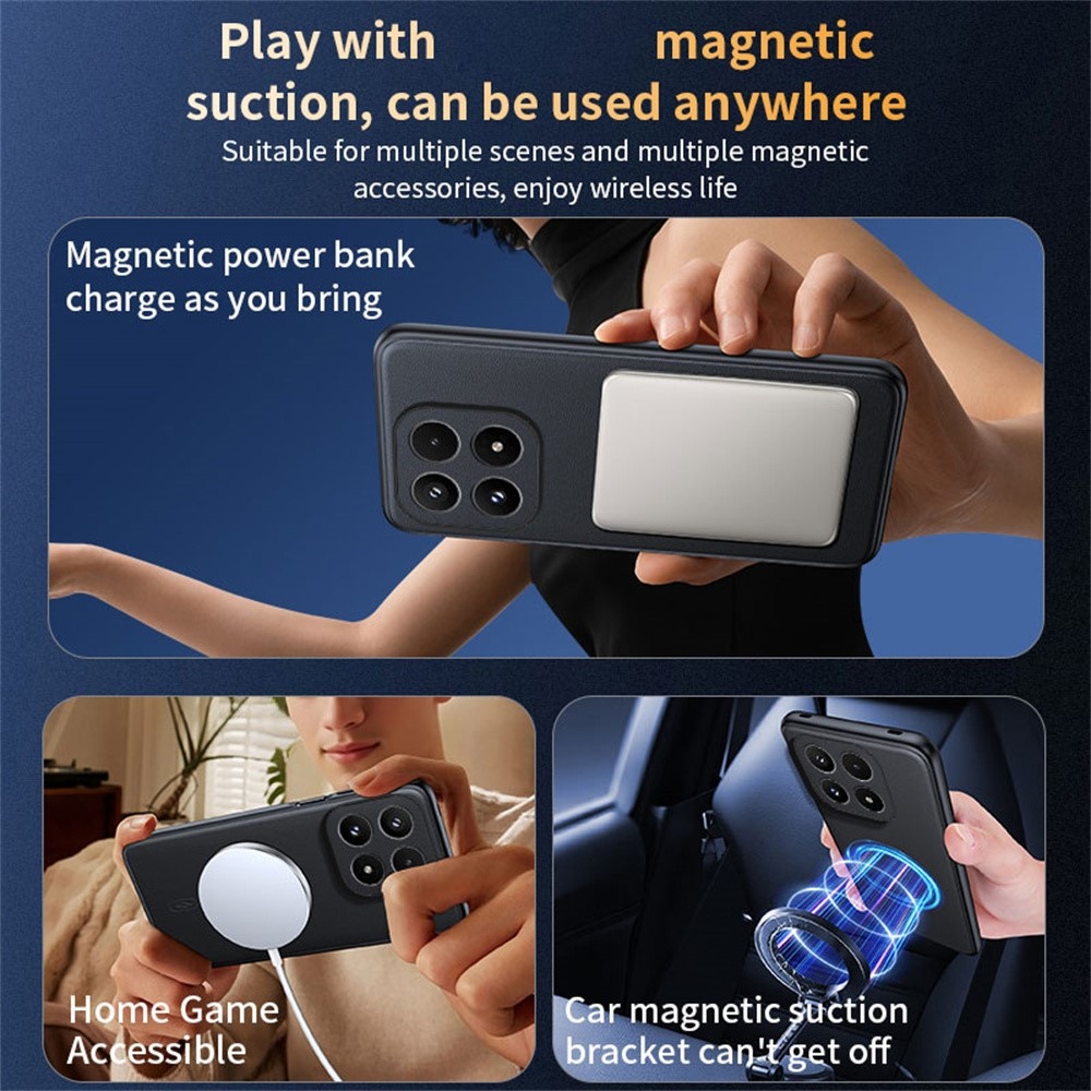 Coated gélový obal s umelou kožou a MagSafe na Xiaomi 17 - čierny