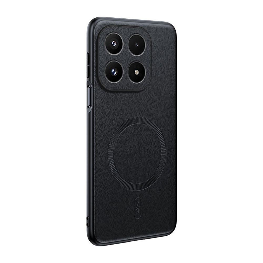 Coated gélový obal s umelou kožou a MagSafe na Xiaomi 17 - čierny