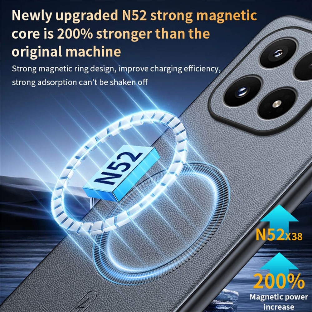 Coated gélový obal s umelou kožou a MagSafe na Xiaomi 17 - šedý