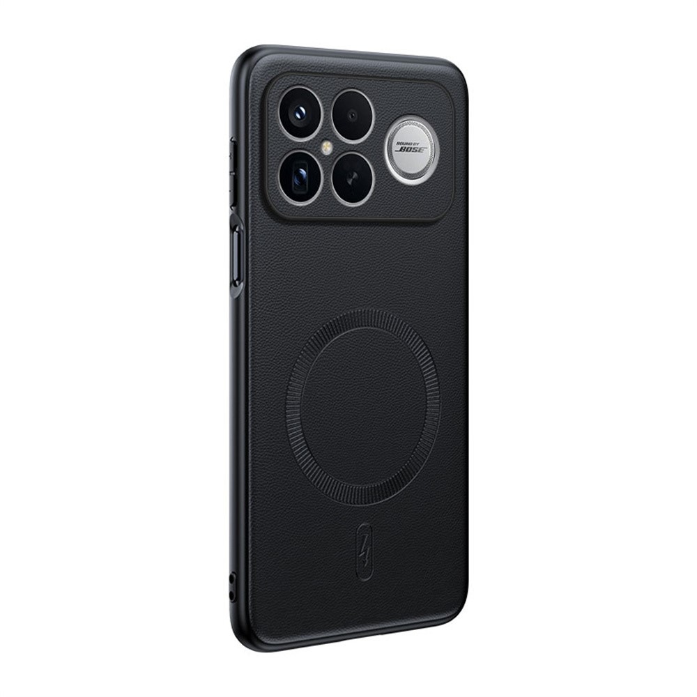 Coated gélový obal s umelou kožou a MagSafe na Xiaomi Poco F8 Ultra 5G - čierny