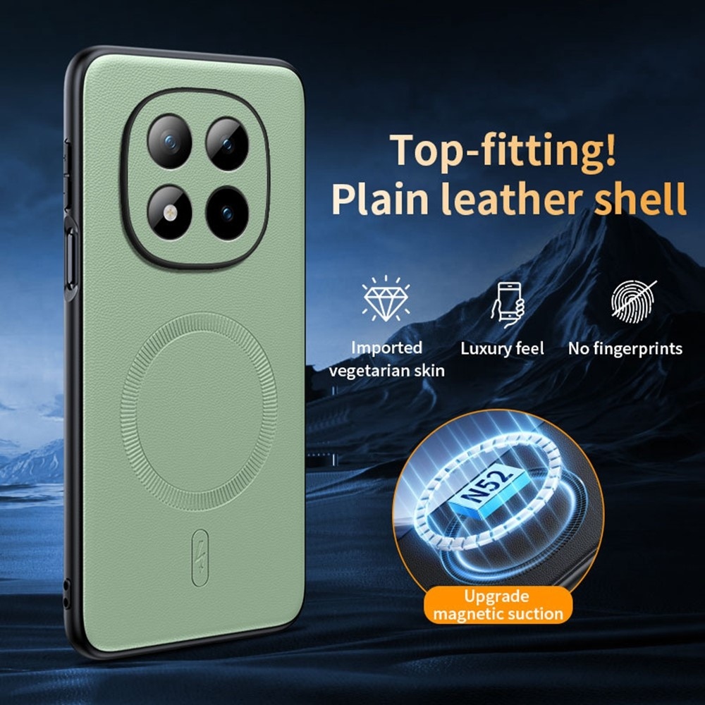 Coated gélový obal s umelou kožou a MagSafe na Xiaomi Redmi Note 15 Pro+ 5G - zelený