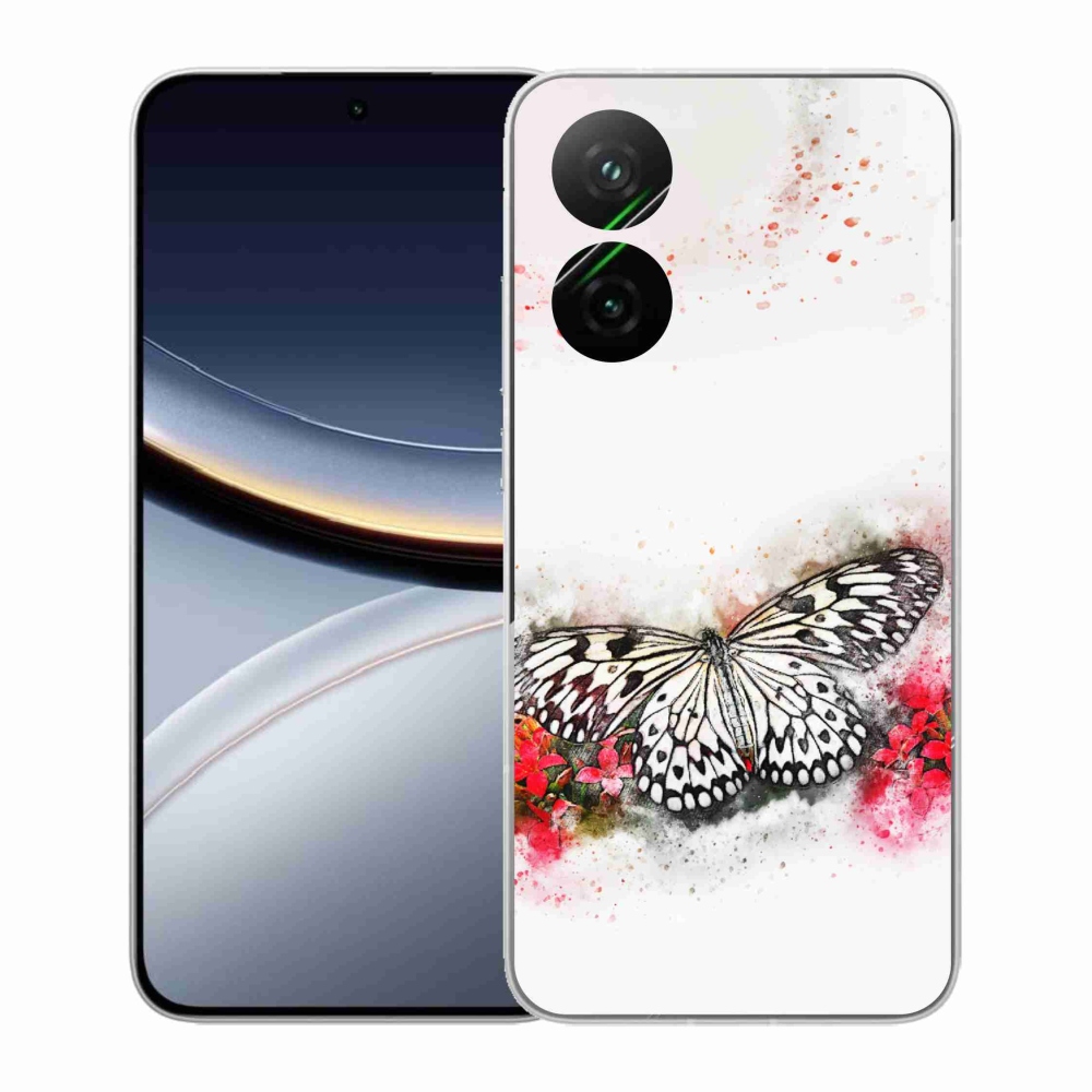 Gélový kryt mmCase na Xiaomi Poco F7 5G - čiernobiely motýľ