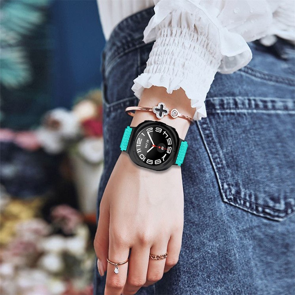 Connect nylonový elastický remienok na Samsung Galaxy Watch8 Classic 46mm/Watch8 44mm/40mm - modrozelený