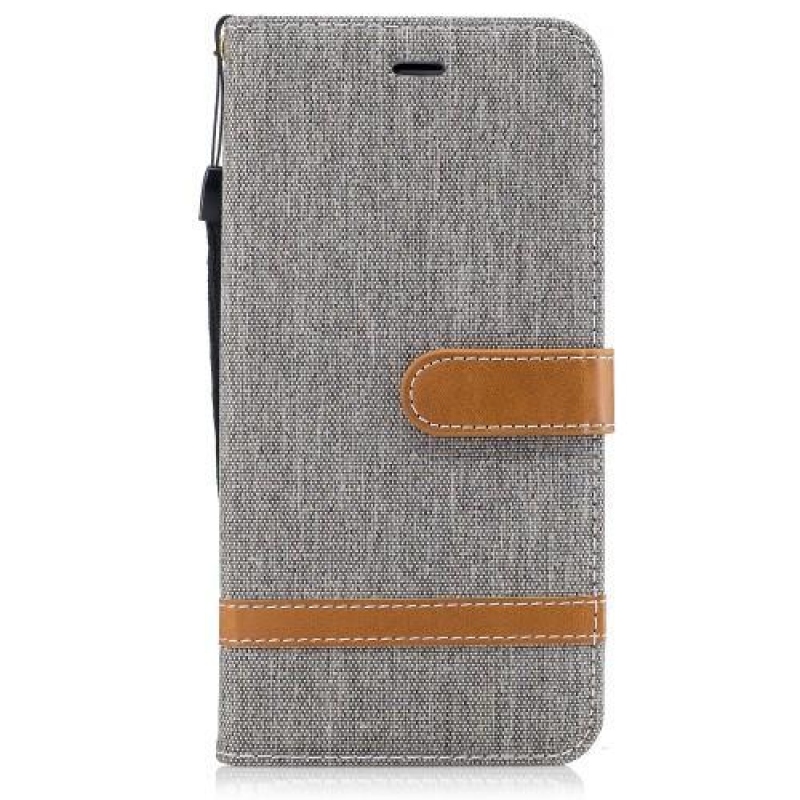 Contra PU kožené / textilné puzdro na iPhone 8 Plus a 7 Plus - šedé