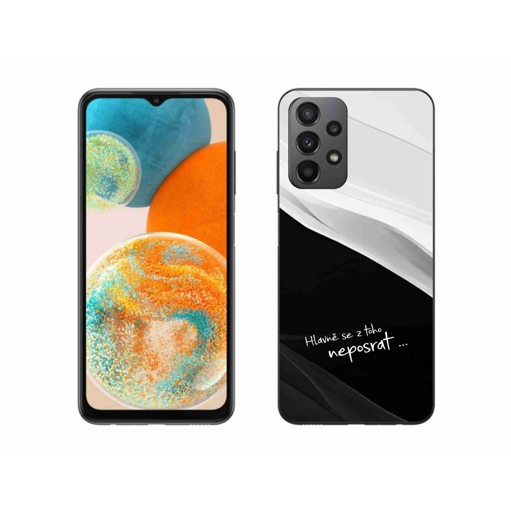 Gélový kryt mmCase na Samsung Galaxy A23 4G/5G - vtipný text 13 čiernobiele pozadie