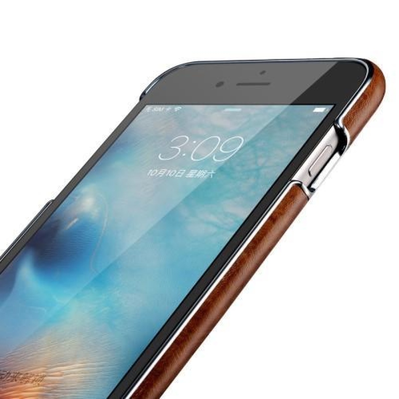 Coty plastový obal s PU koženými chrbtom na iPhone 6 Plus a 6s Plus - svetlohnedý