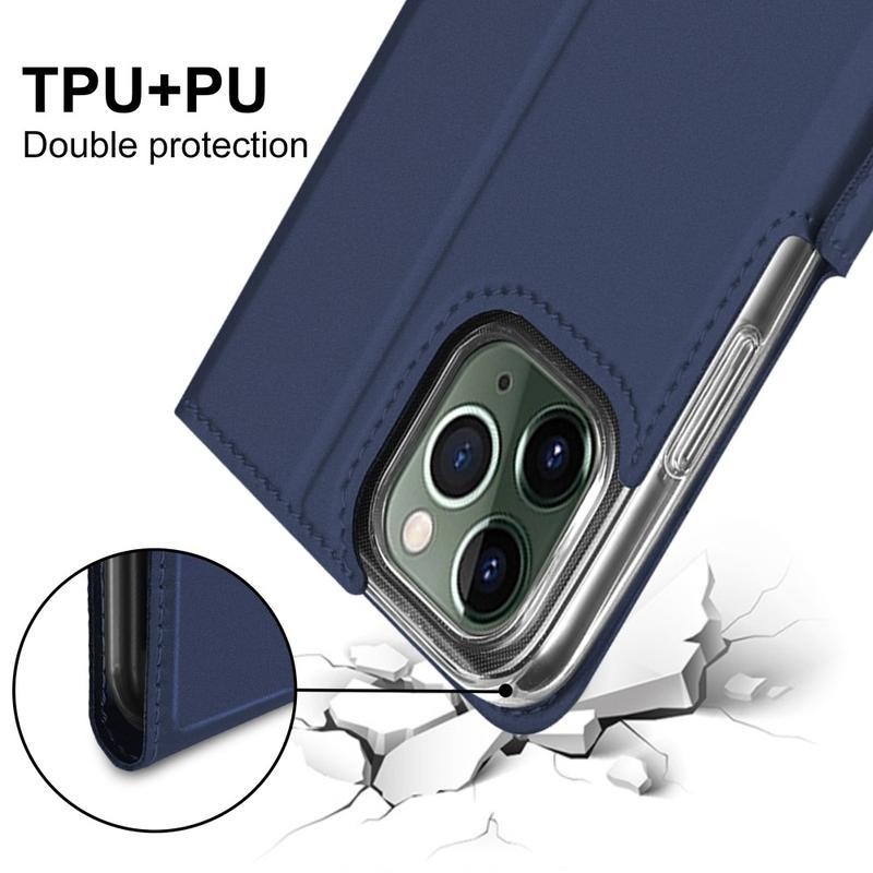 Cover PU kožené peněženkové puzdro na mobil iPhone 12 Pro / 12 - tmavomodrej