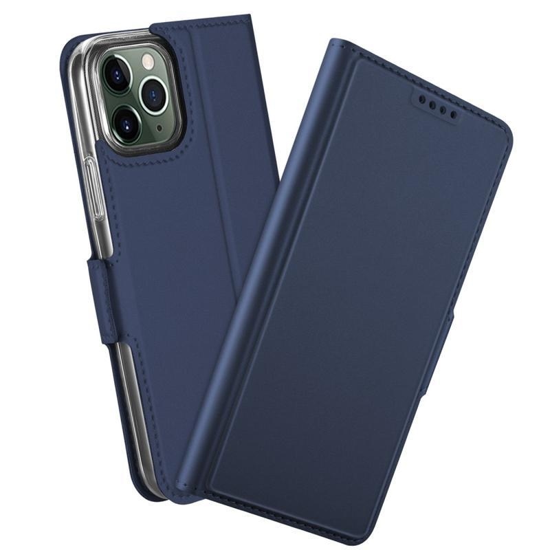 Cover PU kožené peněženkové puzdro na mobil iPhone 12 Pro / 12 - tmavomodrej