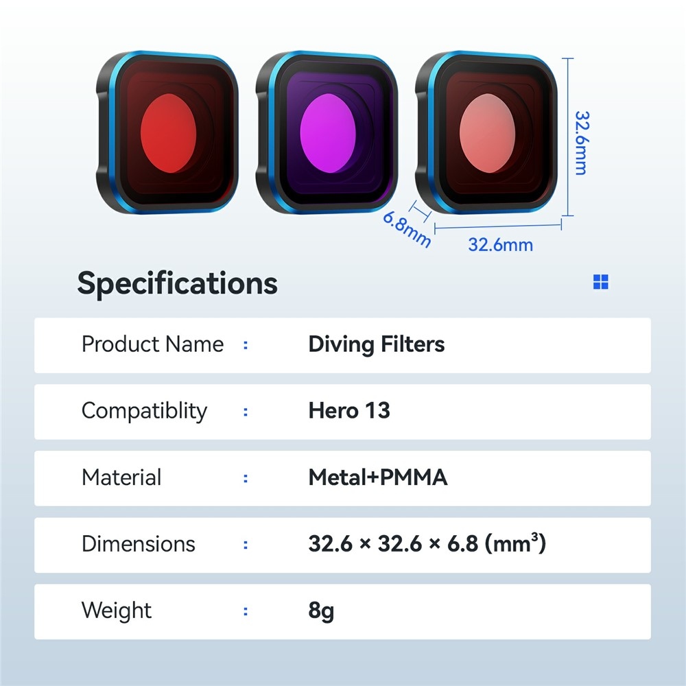 AMAGISN potápačský filter pre GoPro Hero 13/12/11/11 Mini/10/9 - červený