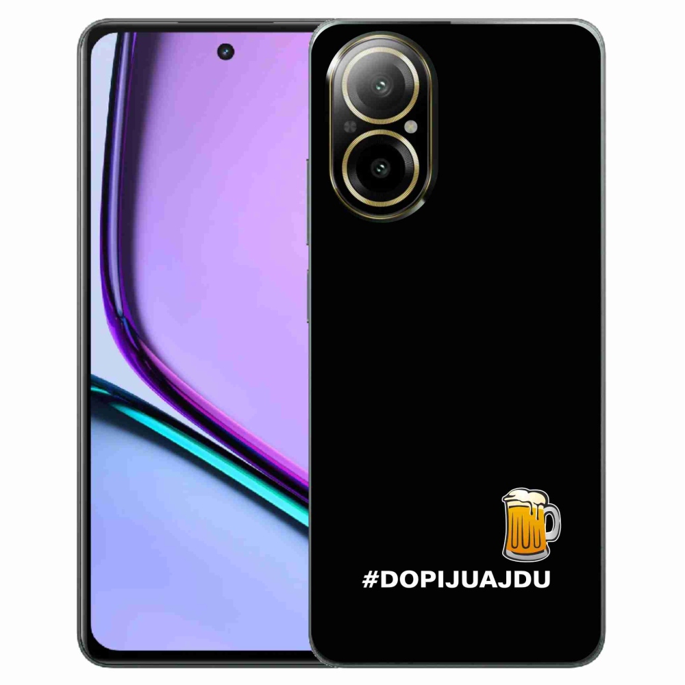 Gélový kryt mmCase na Realme C67 - pivný motív 1 čierne pozadie