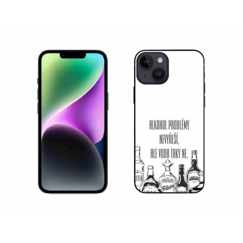 Gélový kryt mmCase na iPhone 14 - vtipný text biele pozadie