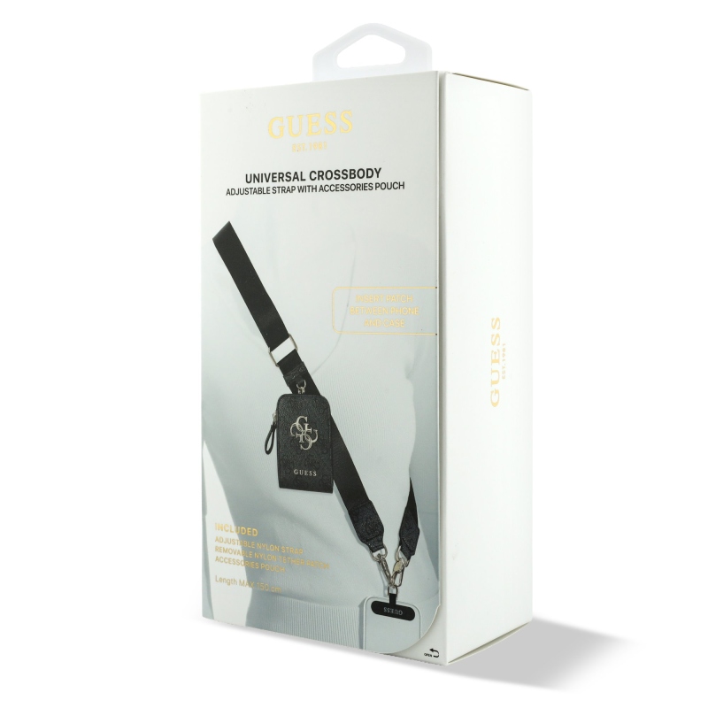 Guess Crossbody popruh PU 4G Kovové logo + peňaženka Black