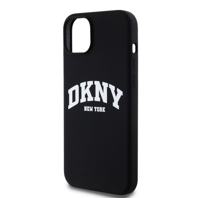 DKNY Liquid Silicone Arch Logo MagSafe Zadný Kryt pre iPhone 15 Plus Black