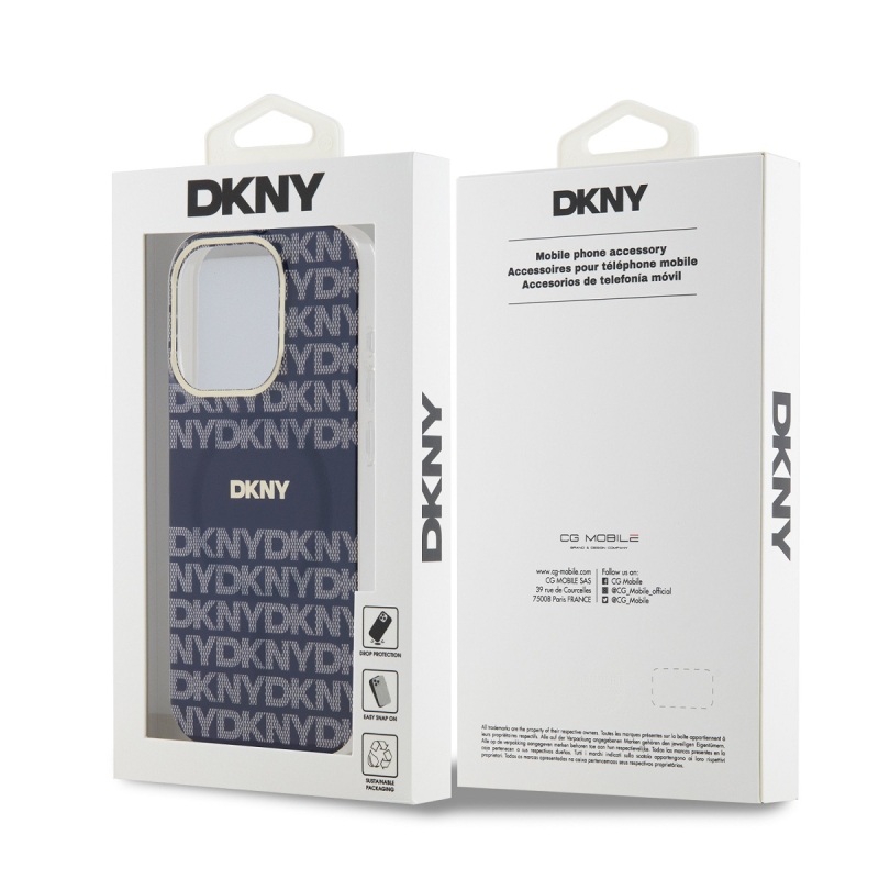 DKNY PC/TPU Repeat Pattern Tonal Stripe Magsafe Zadný Kryt pre iPhone 14 Pro Blue