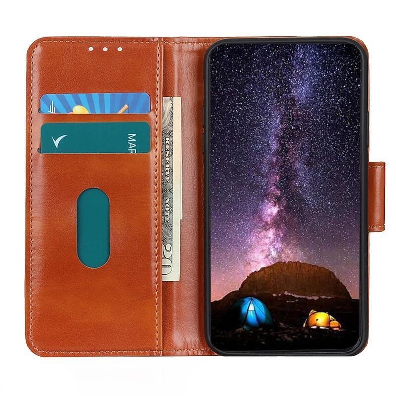 Crazies PU kožené peněženkové puzdro na mobil Xiaomi Poco X3 / X3 Pro - hnedé