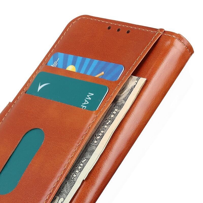 Crazies PU kožené peněženkové puzdro na mobil Xiaomi Poco X3 / X3 Pro - hnedé
