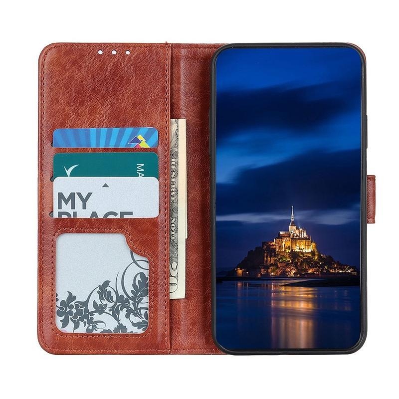 Crazies PU kožené peněženkové puzdro pre mobil Xiaomi Mi 10T Lite 5G - hnedé