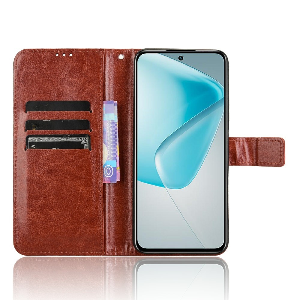 Crazy knižkové púzdro na Infinix Hot 50 Pro - hnedé
