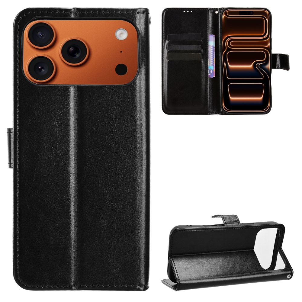 Crazy knižkové púzdro na iPhone 18 Pro Max/17 Pro Max - čierne