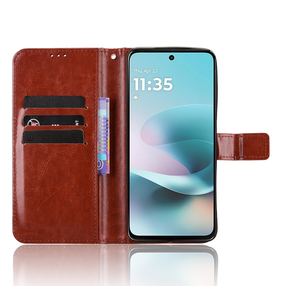 Crazy knižkové púzdro na Motorola Moto G57 Power 5G - hnedé