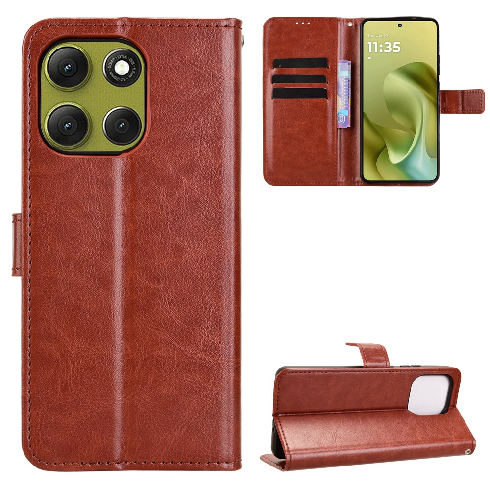 Crazy knižkové púzdro na Motorola Moto G86 5G - hnedé